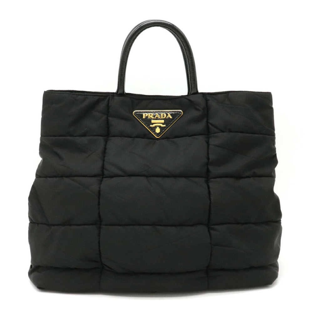 Prada Tote Bag Handbag Quilted Patent Vernis Leather NERO Black